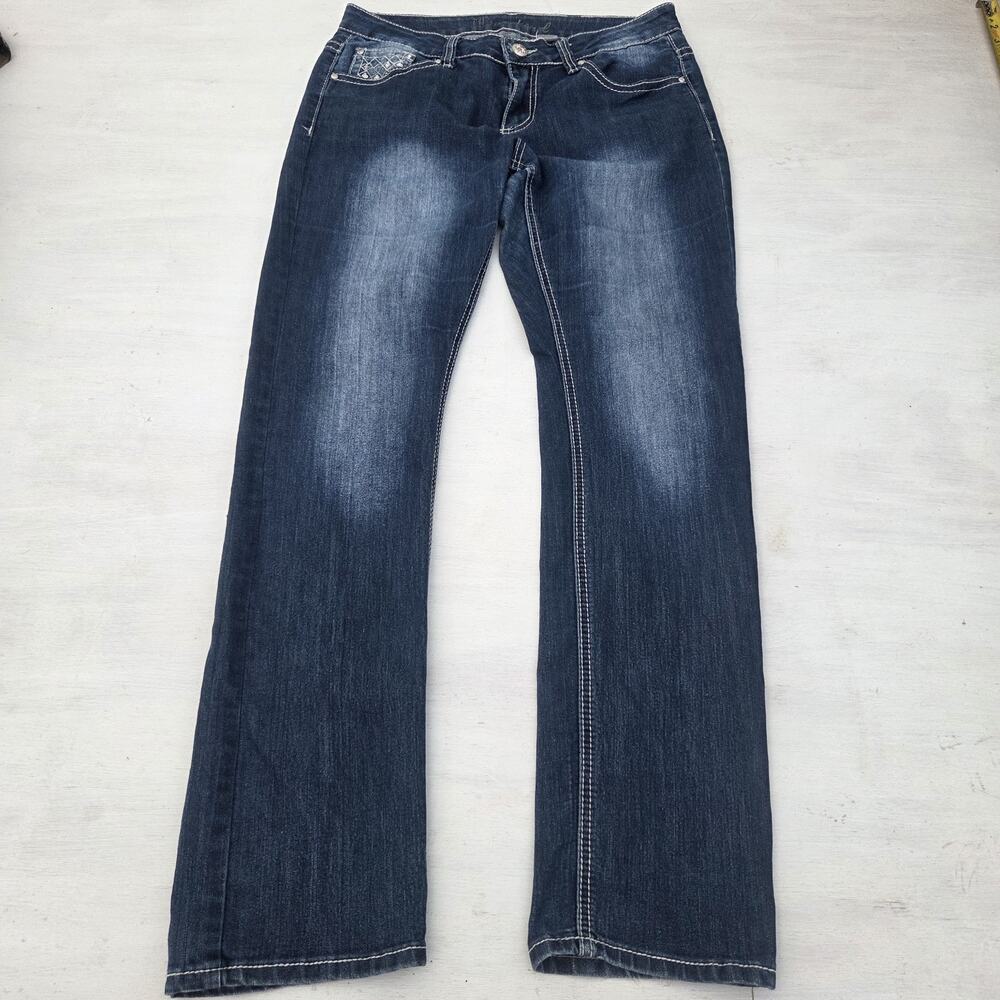 Y2K ND Weekend Womens Bootcut Jeans Size 10 La Fleur Cowgirl Rhinestone Western